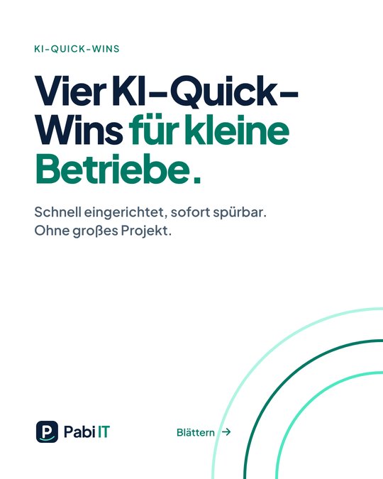Titelseite: Vier KI-Quick-Wins für kleine Betriebe